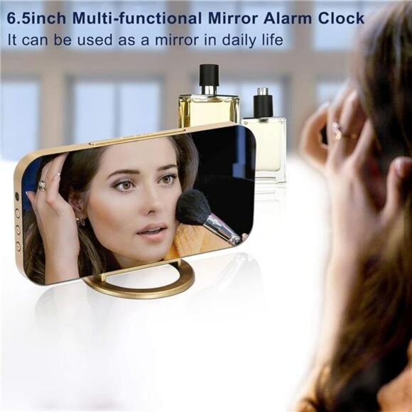 Digital Alarm Clock LED and Mirror Desk Clock Large Display with Dual USB Charge - Picture 2 of 6